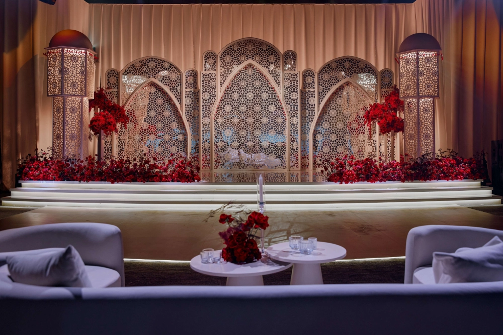 Wedding mandap at Bluewaters ballroom by The Big Night Events